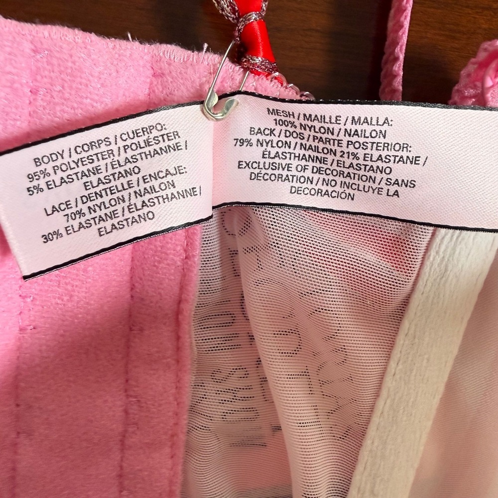 NWT Victoria's Secret 2015 Fashion Show 34C Pink Stripe Lace Corset Bustier Rare - Picture 13 of 13